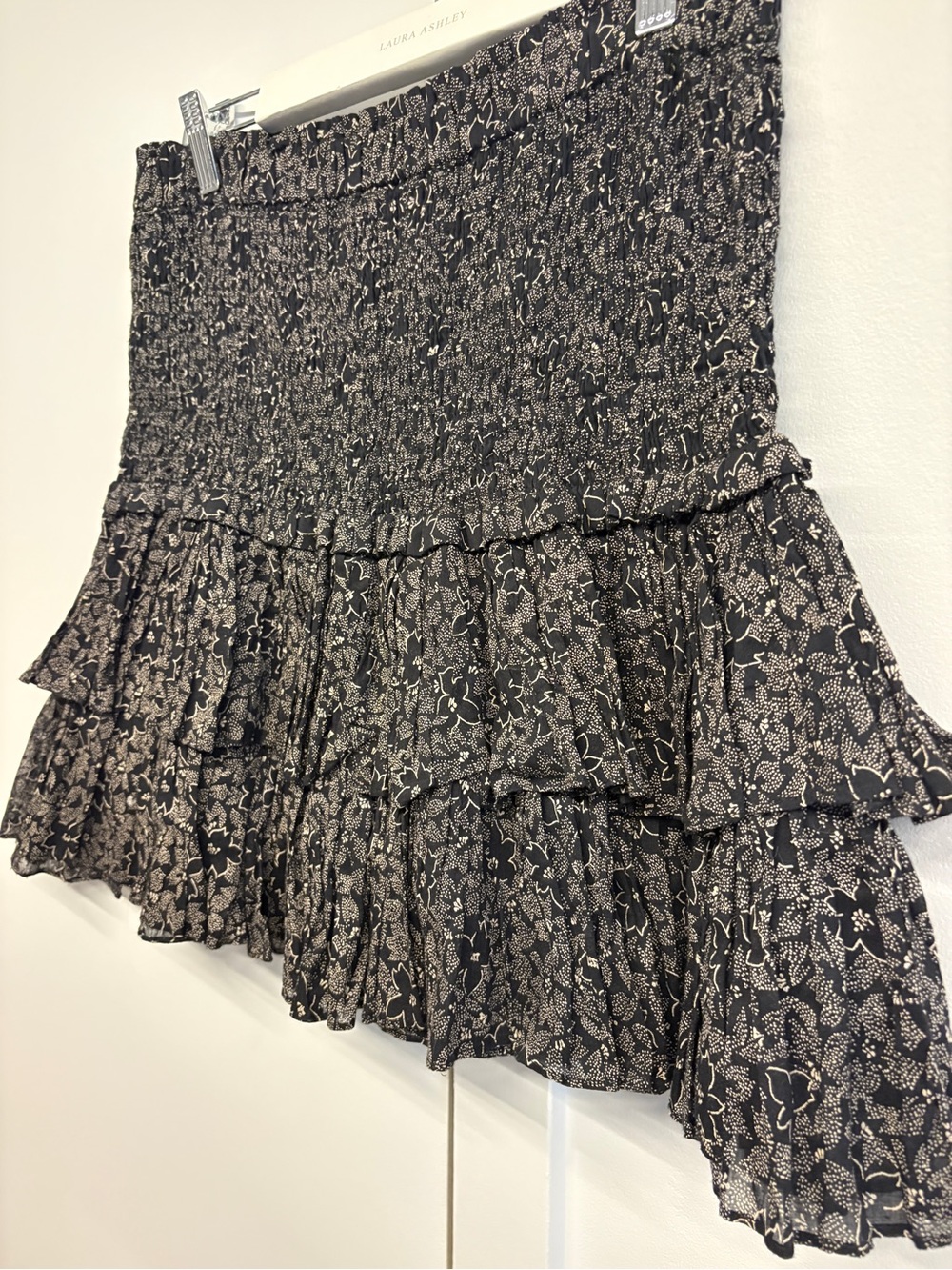 Isabel Marant Black & Tan Floral Tiered Naomi Mini Skirt
